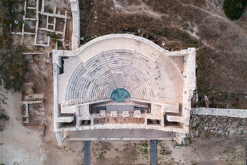 Ariel Panoramic view of Patara Assembly Hall (aka Patara Meclis Binası), Patara Ancient City, Antalya, Turkey