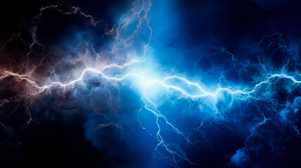 Electric blue energy sparks in a powerful display of electricity.
