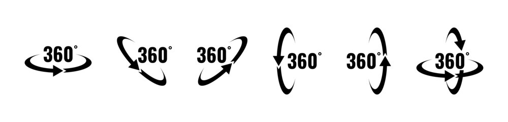 360 degrees icon. 360 degree view rotation icon isolated on background.