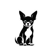 Chihuahua Icon, Small Dog Black Silhouette, Puppy Pictogram, Pet Outline, Chihuahua Symbol Isolated