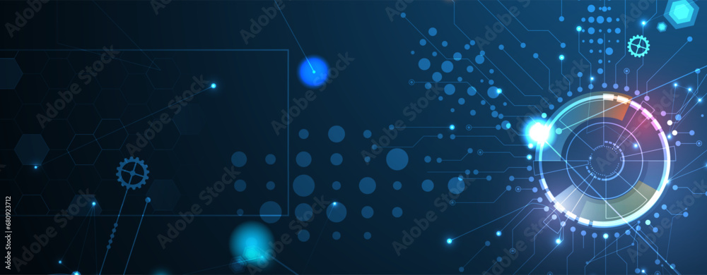 Wall mural technology network vector background.. science and technology presentation background. big data conn