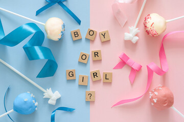 Gender reveal party concept - where parents and friends find out the sex of the baby