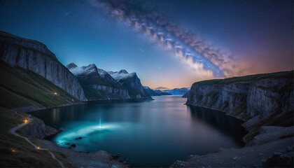 Fjord unter Sternen