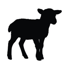 Lamb Silhouette on White Canvas