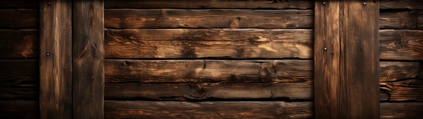 Rustic and Nostalgic Dark Brown Wooden Wall with Unique Textures