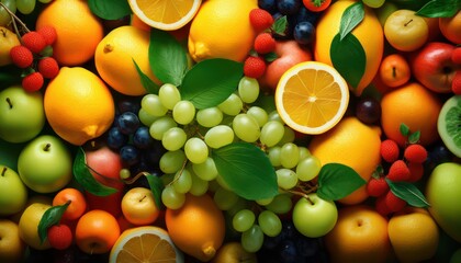 culinary abstract, piled fresh fruits, ecological, food background