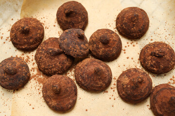 Chocolate truffles, concept of delicious sweet food