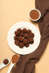 Chocolate truffles, concept of delicious sweet food