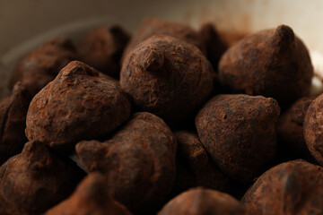 Chocolate truffles, concept of delicious sweet food