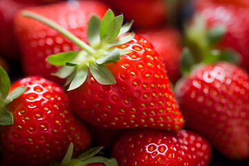 Close up of many strawberry fruits