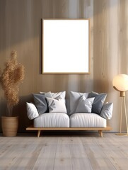 Modern Nordic style apartment with picture frame template