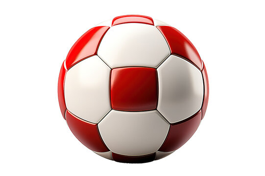 Realistic red soccer ball isolated on a Transparent background. Generative AI