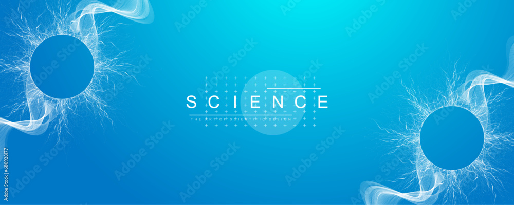 Poster molecular abstract structure background. scientific vector illustration with molecule dna. medical, 