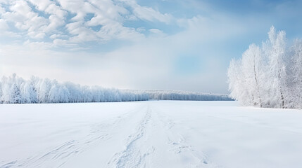 Winter landscape of snowy road