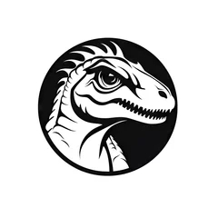 Foto auf Acrylglas Dinosaurier Dinosaur black icon on white background AI generative image