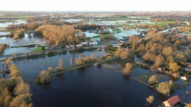 Gu&icirc;nes, France - November 15, 2023 : Flooding in Pas de Calais following intermittent rainfall