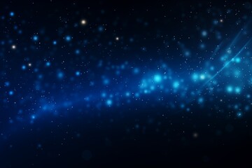 Blue particles light abstract dark background with shining dots stars. Generative AI