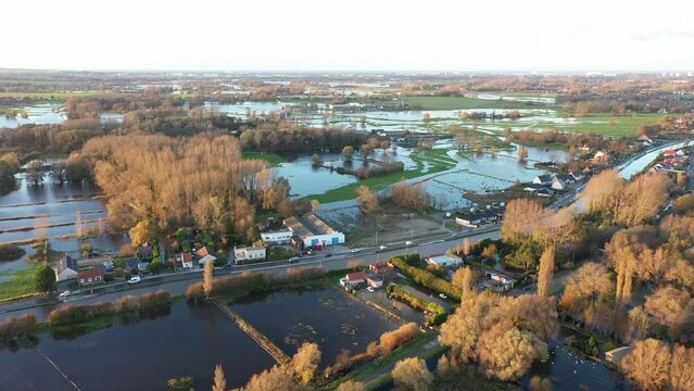 Guînes, France - November 15, 2023 : Flooding in Pas de Calais following intermittent rainfall
