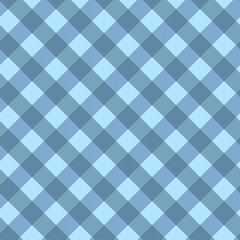 Gingham check plaid seamless pattern in cobalt blue with flower for tablecloth, scarf, flannel shirt, other modern fashion textile print.
