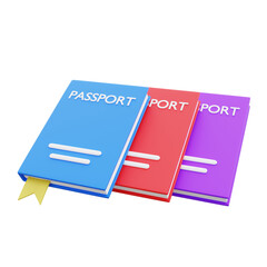 Separate passports for important people and business people. Air travel identification card design for international travelers. 3D rendering.