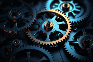 Metallic Gears and Cogs Illustration Background for Industry Concept