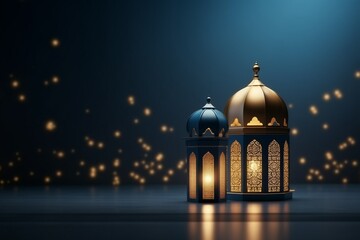 Ramadan Eid Lantern decoration background 3d rendering.