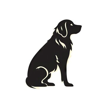 Golden Retriever Icon, Dog Black Silhouette, Puppy Pictogram, Pet Outline, Golden Retriever Symbol