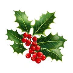 Holly Berries Leaves, Holy Berry Leaf, European Ilex Branch, Christmas Decoration