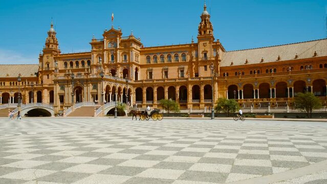 The stunning Plaza de Espana, Seville, Andalusia, Spain, built for the Ibero-American Exposition of 1929, designed by Anibal Gonzalez
