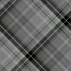 Gray and Black Diagonal gingham Plaid Pattern Seamless Vector Graphic. Simple windowpane line tartan check plaid for flannel shirt