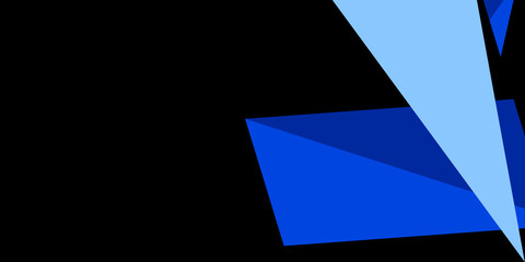 blue colored shaped triangles figures on black background