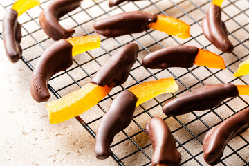 Candied orange peel chocolate covered.