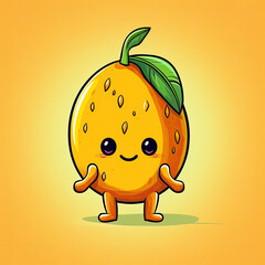 3D Illustration of mango character that is drawn in cartoon style, AI Generated