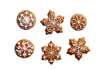 gingerbread cookies set isolated on transparent background