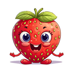 3D Illustration of strawberry character that is drawn in cartoon style, AI Generated