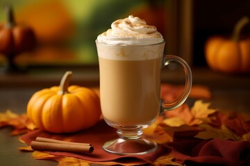 Pumpkin spice latte with whipped cream.