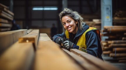 Confident Female Lumberjack Smiling

