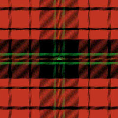 Scottish plaid, Stewart Dress Modern tartan seamless pattern in traditional colors in red ,green ,black theme chrismas with green leaf - obrazy, fototapety, plakaty
