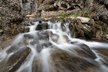 Fototapeta premium Calderones del Infierno canyon landscape in the north of Spain with silky water effect
