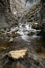 Fototapeta na wymiar Calderones del Infierno canyon landscape in the north of Spain with silky water effect