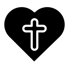 Obraz premium cross with heart glyph