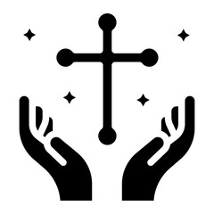 hand with cross glyph