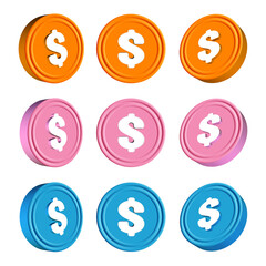 bundle of coin dollar curency color colection