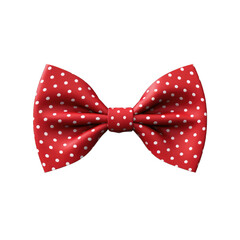 Red polka dot bow tie isolated on transparent background. Clothing accessories. Retro fashion style
