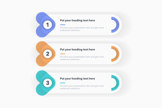 Modern diagram with three steps with numbers and a place for your text. Flat infographic design for website, marketing or promotion.