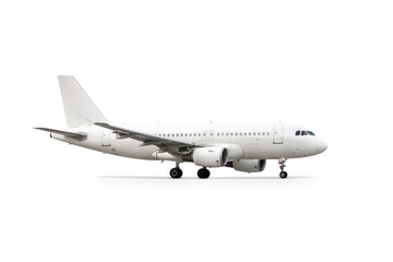White modern passenger airplane isolated