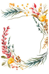 Obraz premium Rustic invitation cards with herbal twig branches wreath and corners border frames.