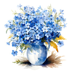 Forget me not, Flowers, Watercolor illustrations