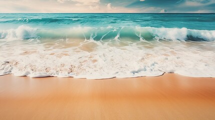 sandy beach with turquoise sea and sky - obrazy, fototapety, plakaty
