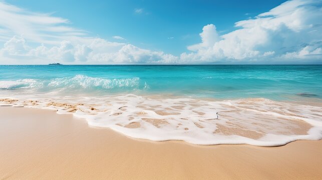 sandy beach with turquoise sea and sky